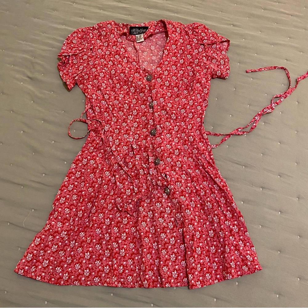 Vintage 90s Red Floral All That Jazz Dress